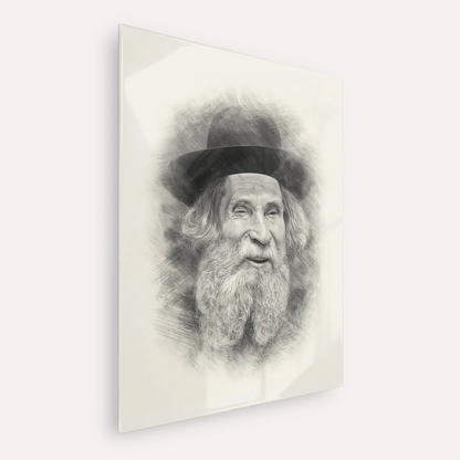 Rabbi Aharon Yehuda Leib Shteinman – Black & White – Acrylic Glass Vertical | Jewish Wall Art, Gedolim Pictures