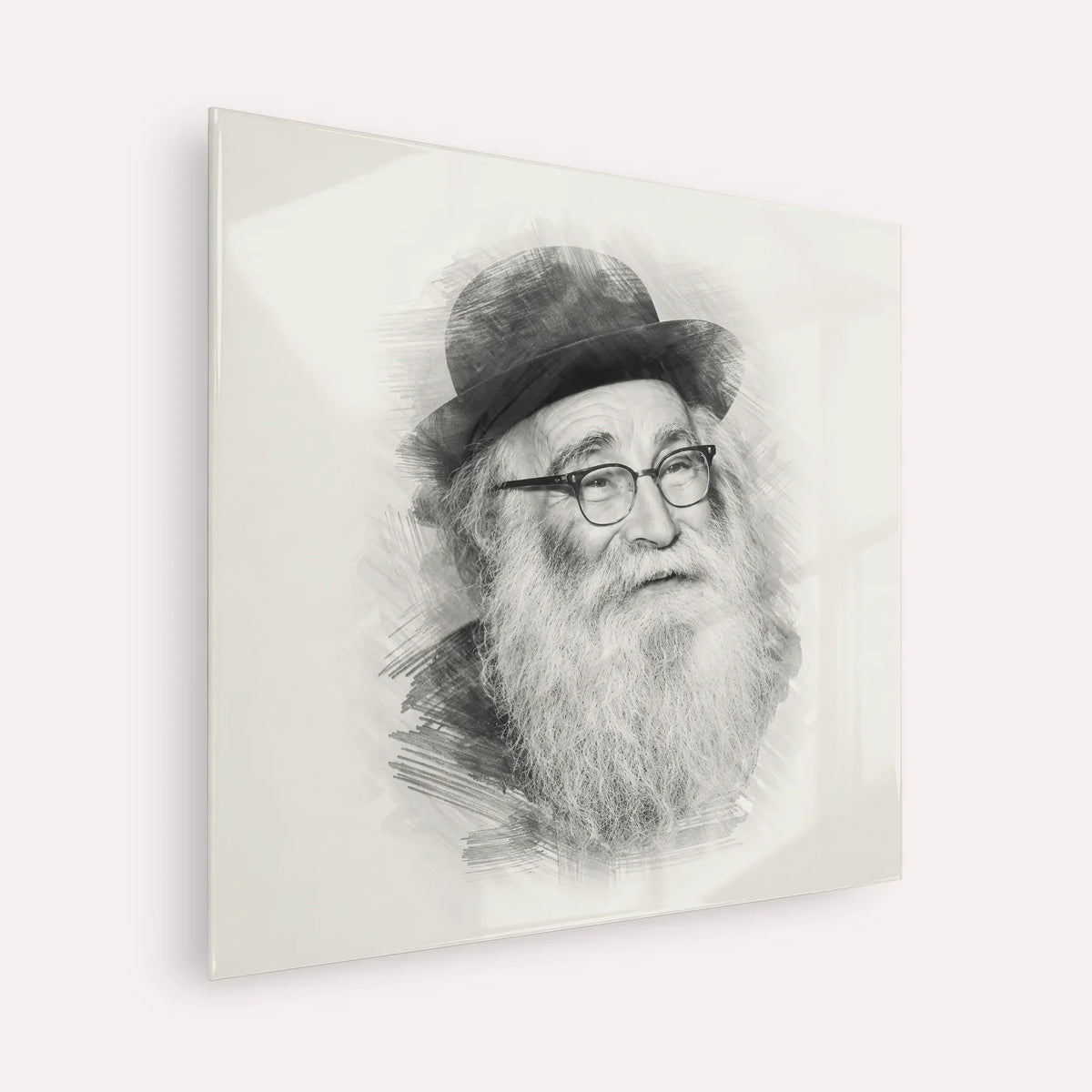Rabbi Aryeh Levin – Black & White – Acrylic Glass Square | Jewish Wall Art, Gedolim Pictures