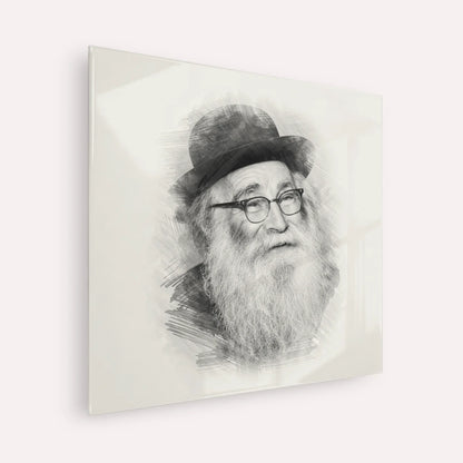 Rabbi Aryeh Levin – Black & White – Acrylic Glass Square | Jewish Wall Art, Gedolim Pictures