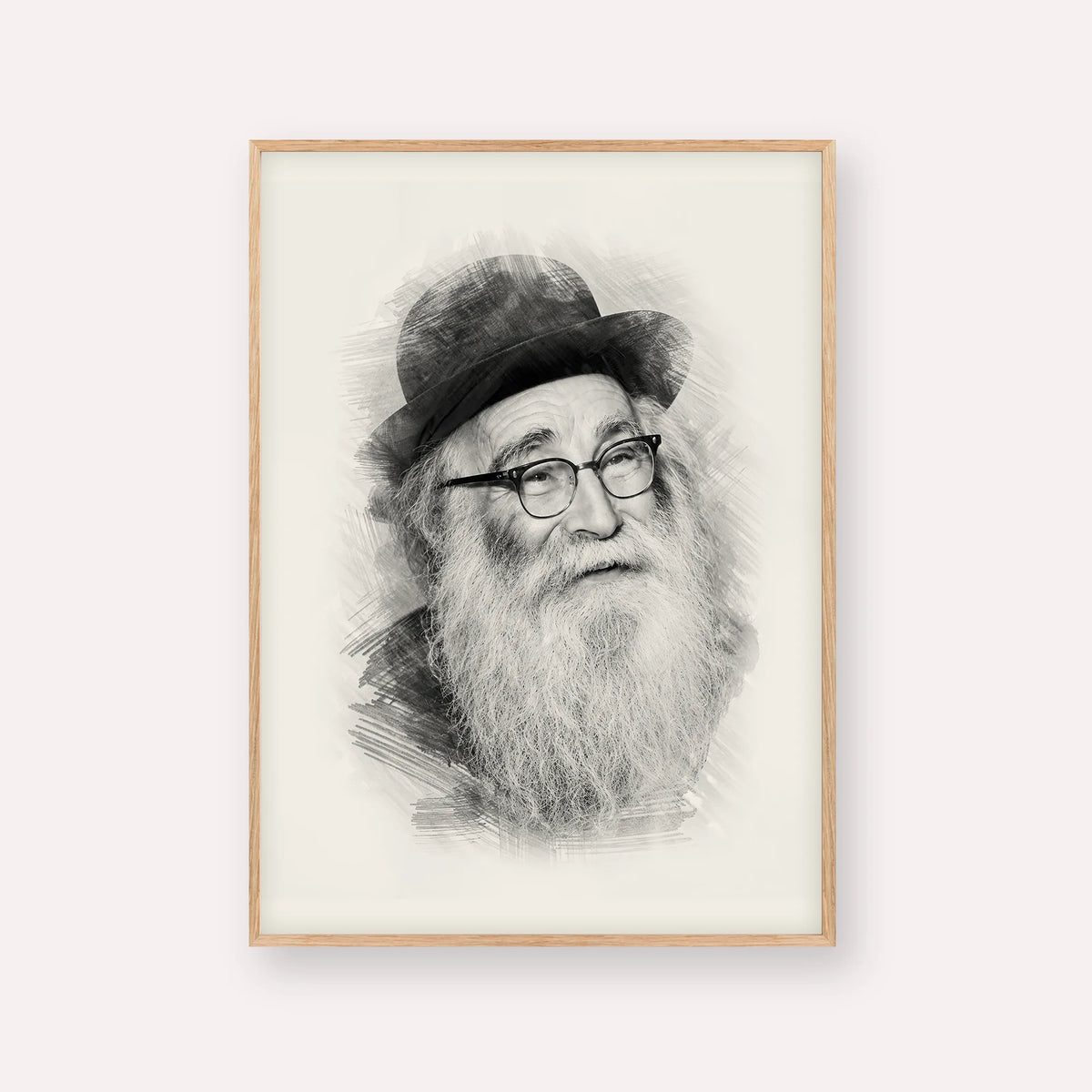 Rabbi Aryeh Levin – Black & White – Wood Frame Vertical | Jewish Wall Art, Gedolim Pictures