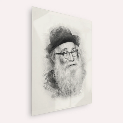 Rabbi Aryeh Levin – Black & White – Acrylic Glass Vertical | Jewish Wall Art, Gedolim Pictures