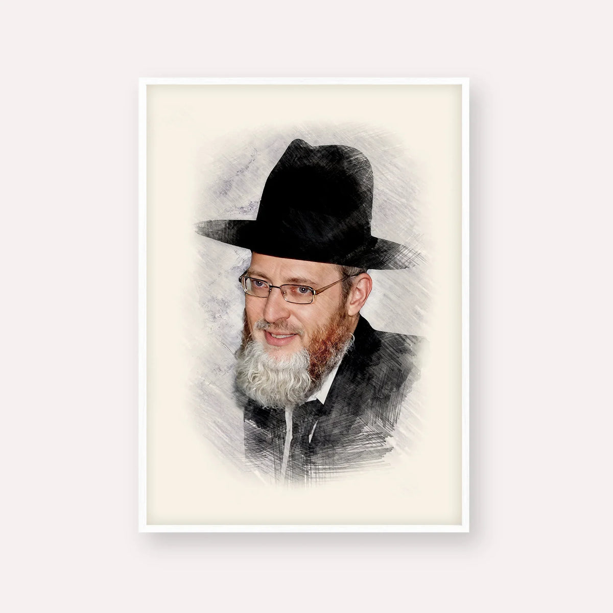 Rabbi Asher Arieli – White Frame Vertical | Jewish Wall Art, Gedolim Pictures