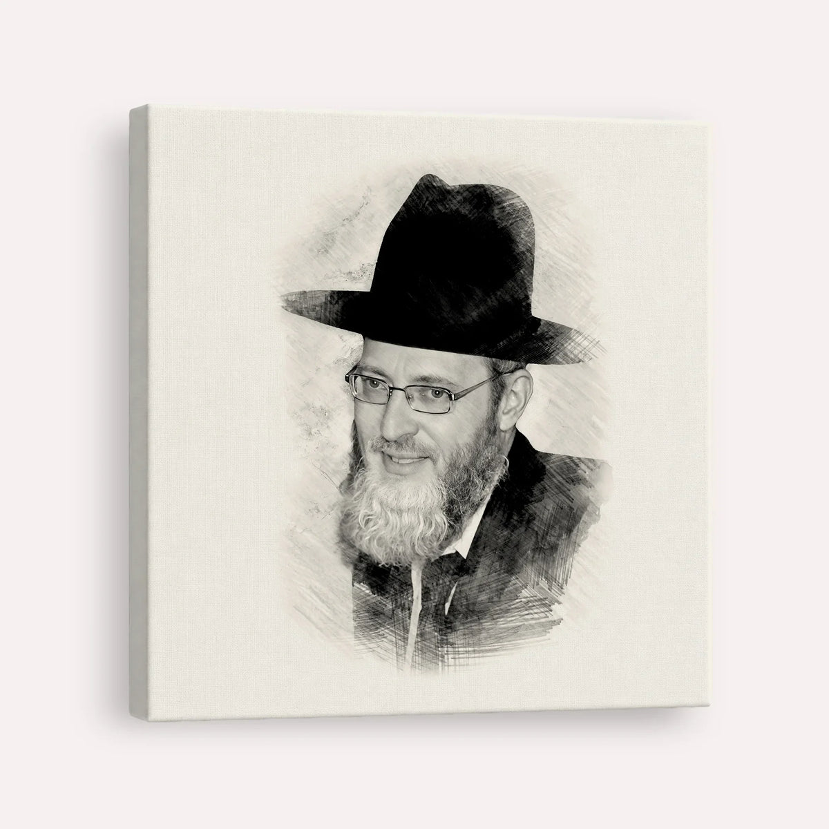 Rabbi Asher Arieli – Black & White – Canvas Square | Jewish Wall Art, Gedolim Pictures