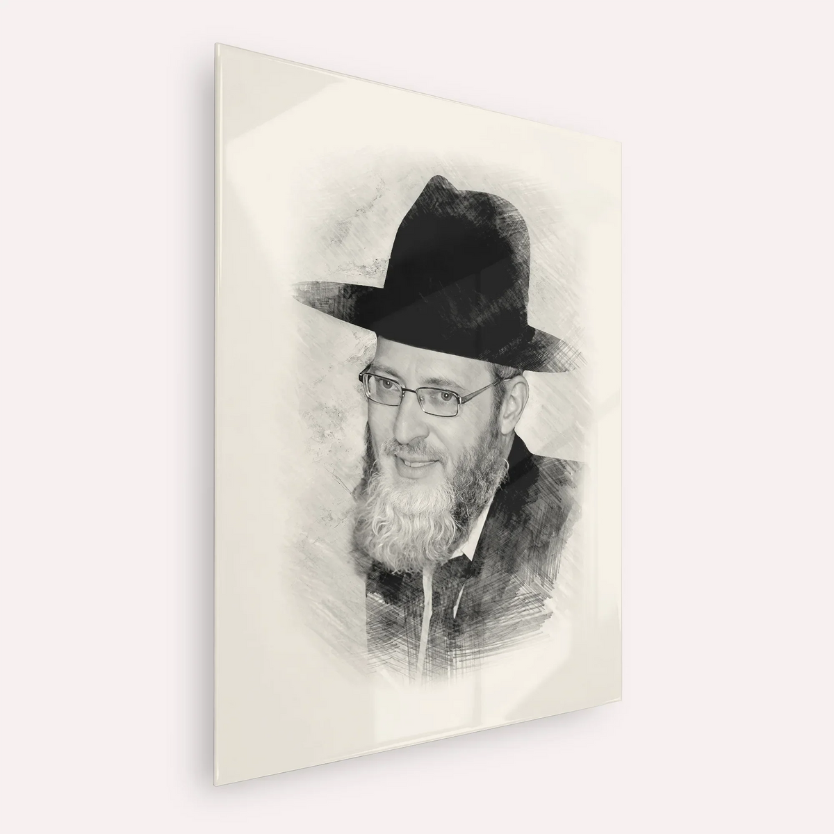 Rabbi Asher Arieli – Black & White – Acrylic Glass Vertical | Jewish Wall Art, Gedolim Pictures