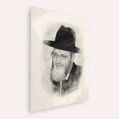 Rabbi Asher Arieli – Black & White – Acrylic Glass Vertical | Jewish Wall Art, Gedolim Pictures