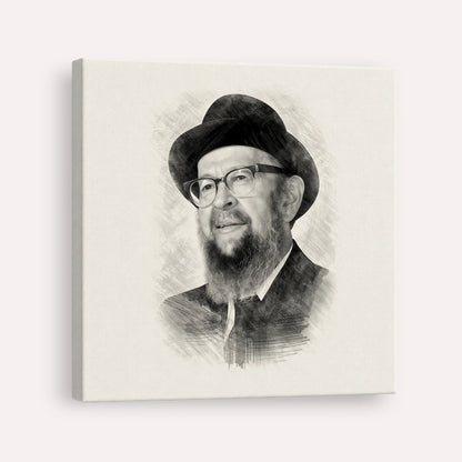 Rabbi Avigdor Miller – Black & White – Canvas Square | Jewish Wall Art, Gedolim Pictures