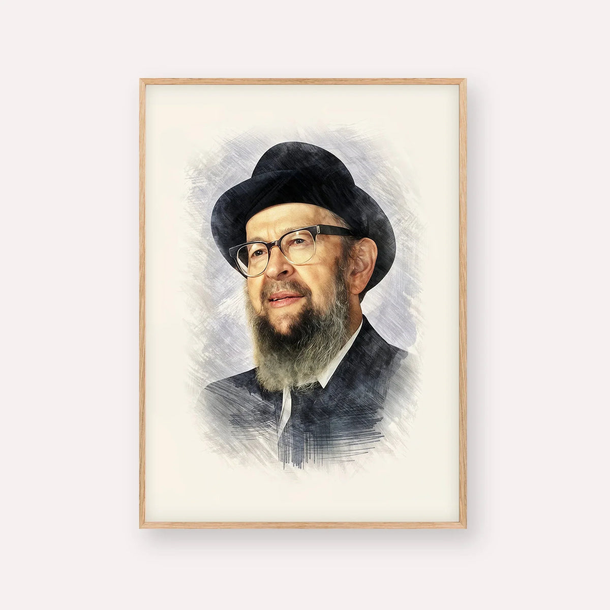 Rabbi Avigdor Miller – Wood Frame Vertical | Jewish Wall Art, Gedolim Pictures