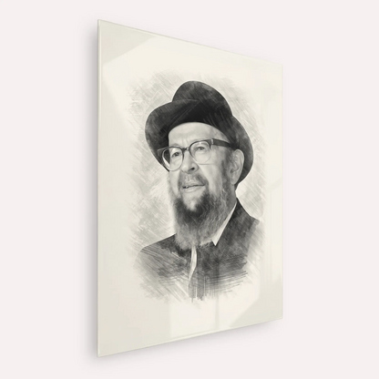 Rabbi Avigdor Miller – Black & White – Acrylic Glass Vertical | Jewish Wall Art, Gedolim Pictures