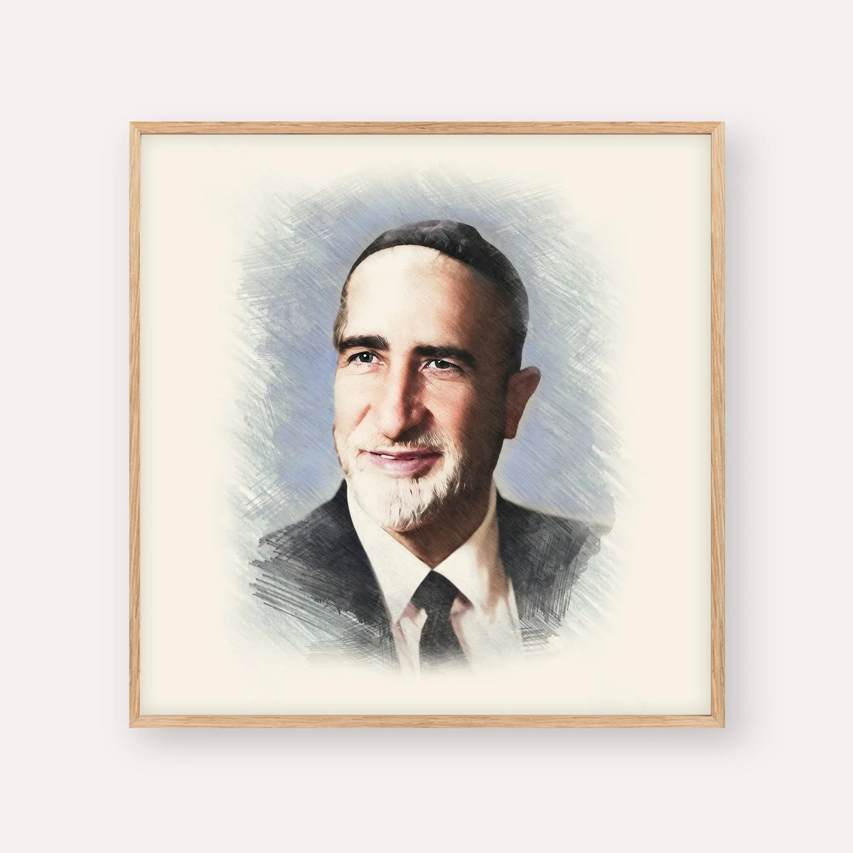 Rabbi Baruch Ben Haim – Wood Frame Square | Jewish Wall Art, Gedolim Pictures