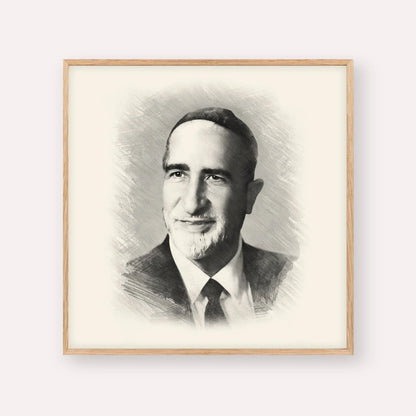 Rabbi Baruch Ben Haim – Black & White – Wood Frame Square | Jewish Wall Art, Gedolim Pictures