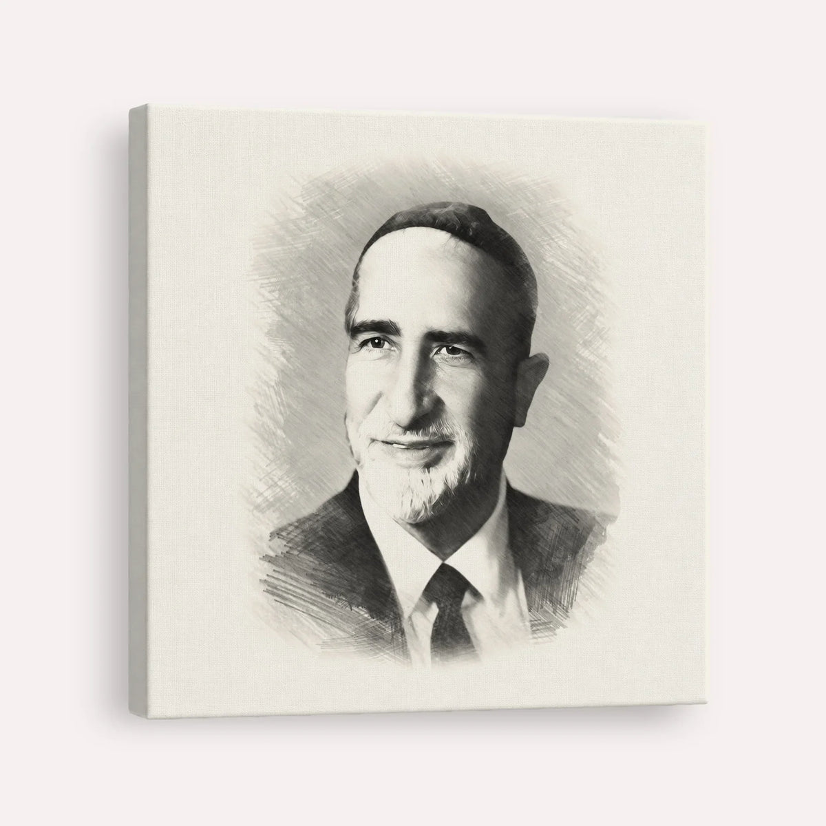 Rabbi Baruch Ben Haim – Black & White – Canvas Square | Jewish Wall Art, Gedolim Pictures