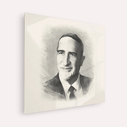 Rabbi Baruch Ben Haim – Black & White – Acrylic Glass Square | Jewish Wall Art, Gedolim Pictures