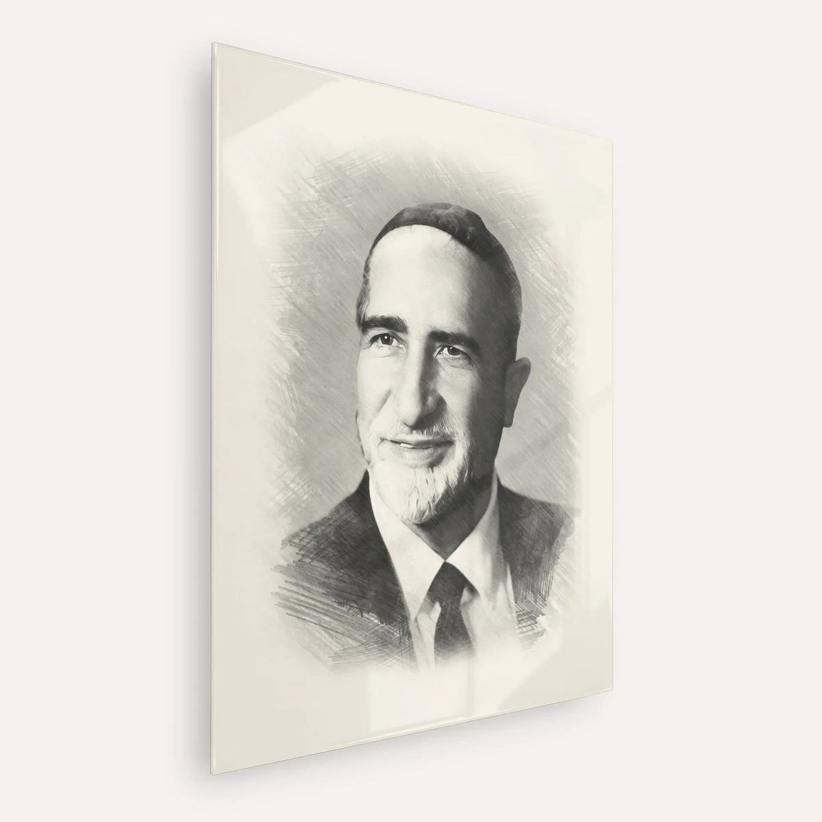 Rabbi Baruch Ben Haim – Black & White – Acrylic Glass Vertical | Jewish Wall Art, Gedolim Pictures