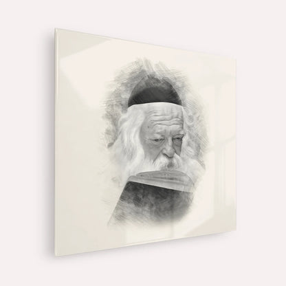 Rabbi Chaim Kanievsky – Black & White – Acrylic Glass Square | Jewish Wall Art, Gedolim Pictures