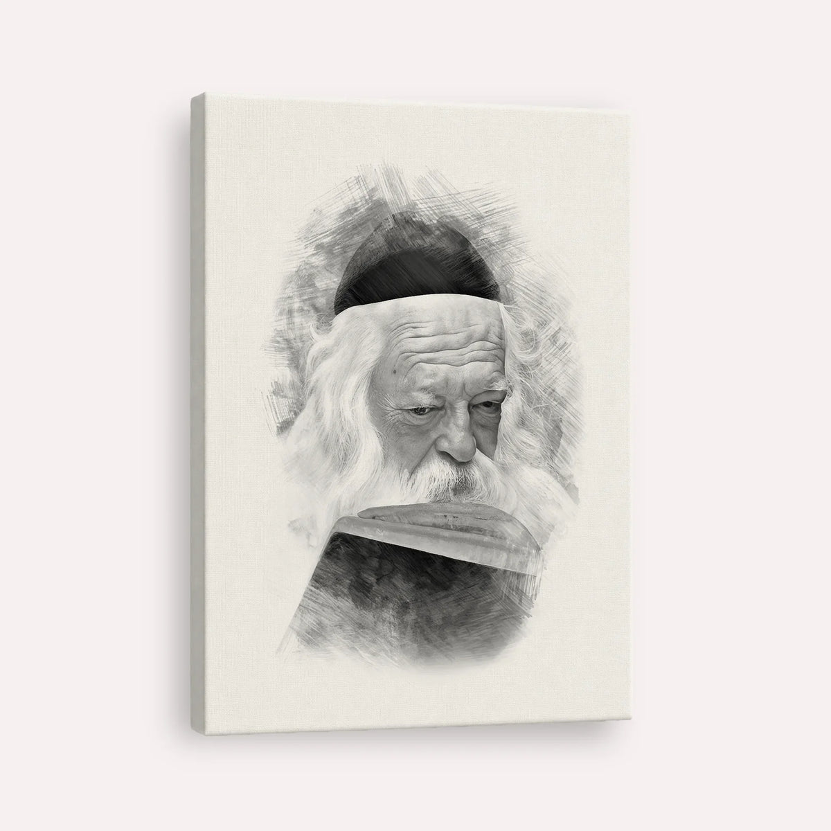 Rabbi Chaim Kanievsky – Black & White – Canvas Vertical | Jewish Wall Art, Gedolim Pictures