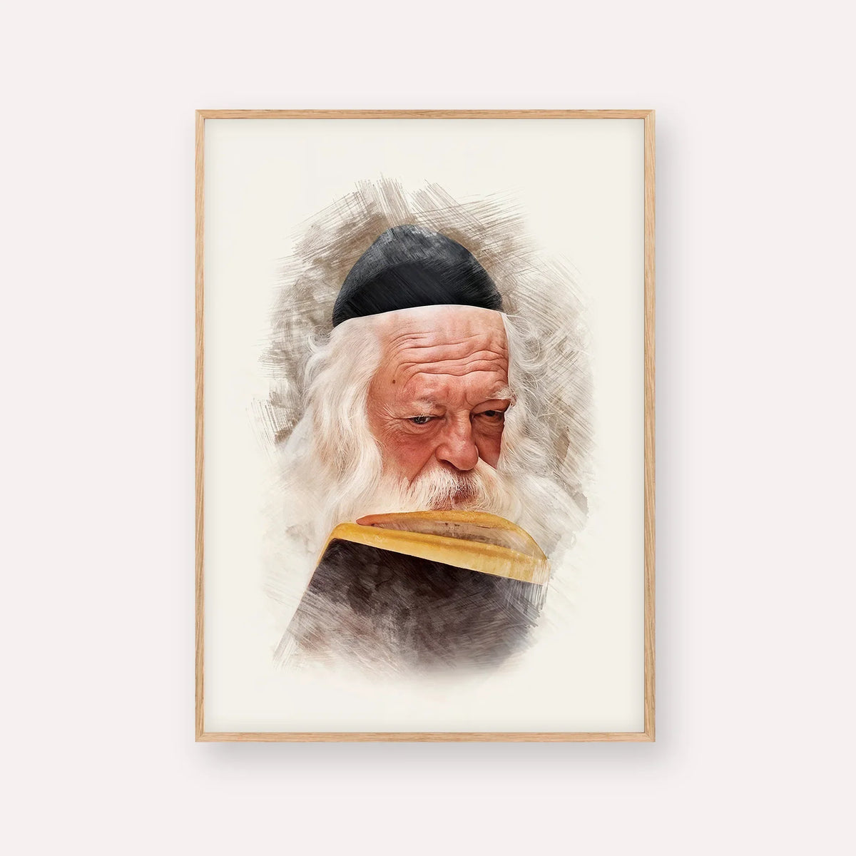 Rabbi Chaim Kanievsky – Wood Frame Vertical | Jewish Wall Art, Gedolim Pictures