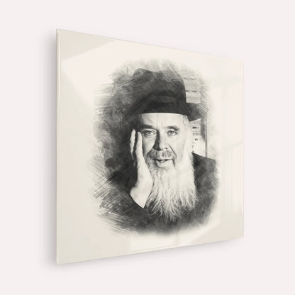 Rabbi Chaim Leib Shmuelevitz – Black & White – Acrylic Glass Square | Jewish Wall Art, Gedolim Pictures