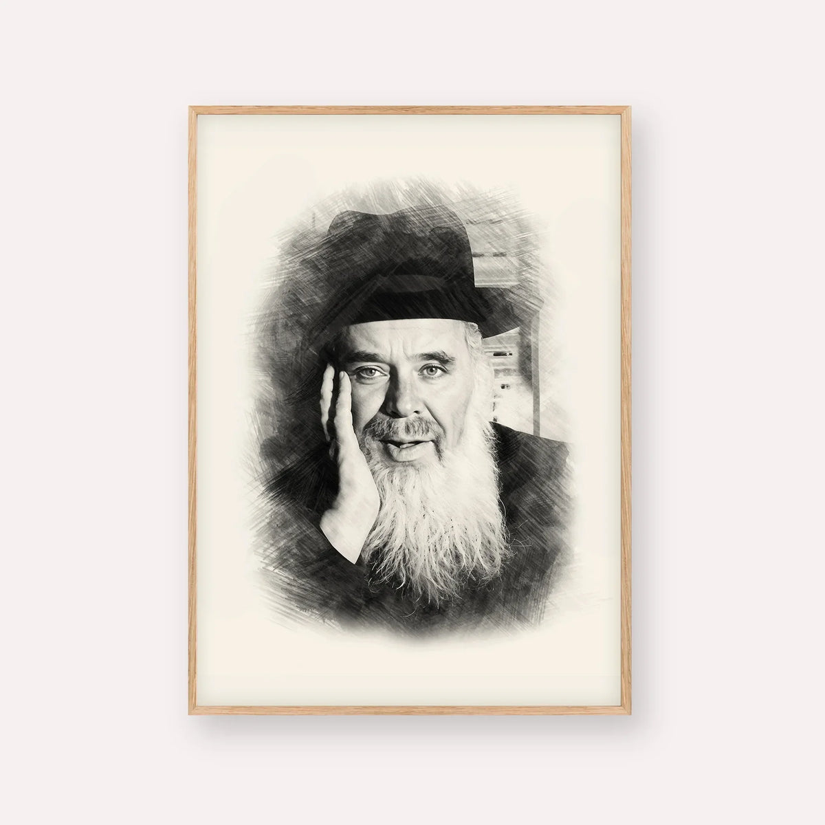 Rabbi Chaim Leib Shmuelevitz – Black & White – Wood Frame Vertical | Jewish Wall Art, Gedolim Pictures