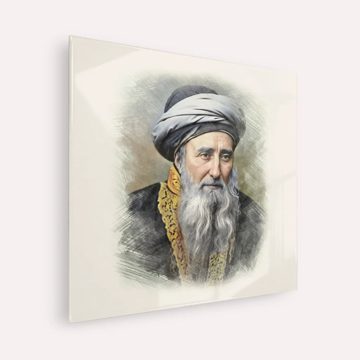 Rabbi Chaim Palagi – Acrylic Glass Square | Jewish Wall Art, Gedolim Pictures