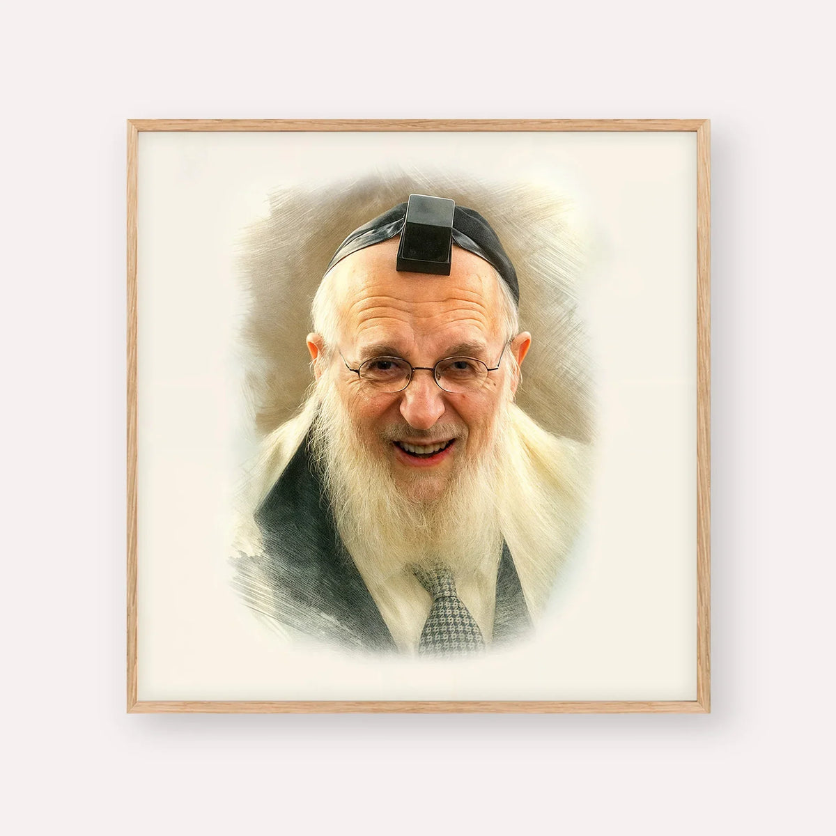 Rabbi Chaim Pinchas Scheinberg – Wood Frame Square | Jewish Wall Art, Gedolim Pictures