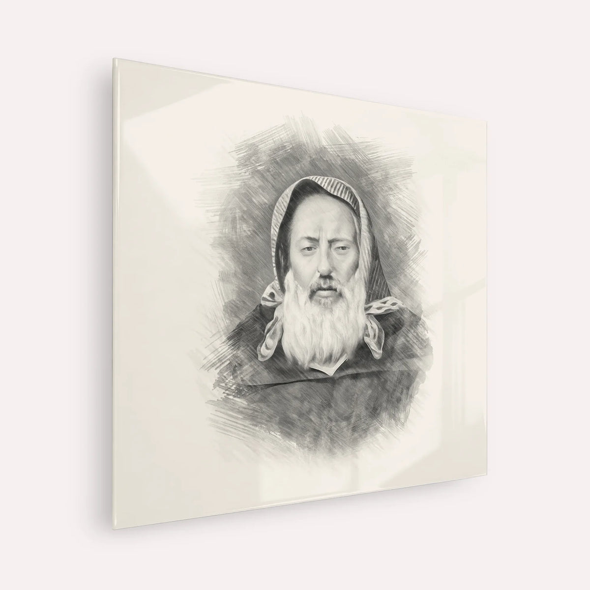 Rabbi Chaim Pinto – Black & White – Acrylic Glass Square | Jewish Wall Art, Gedolim Pictures