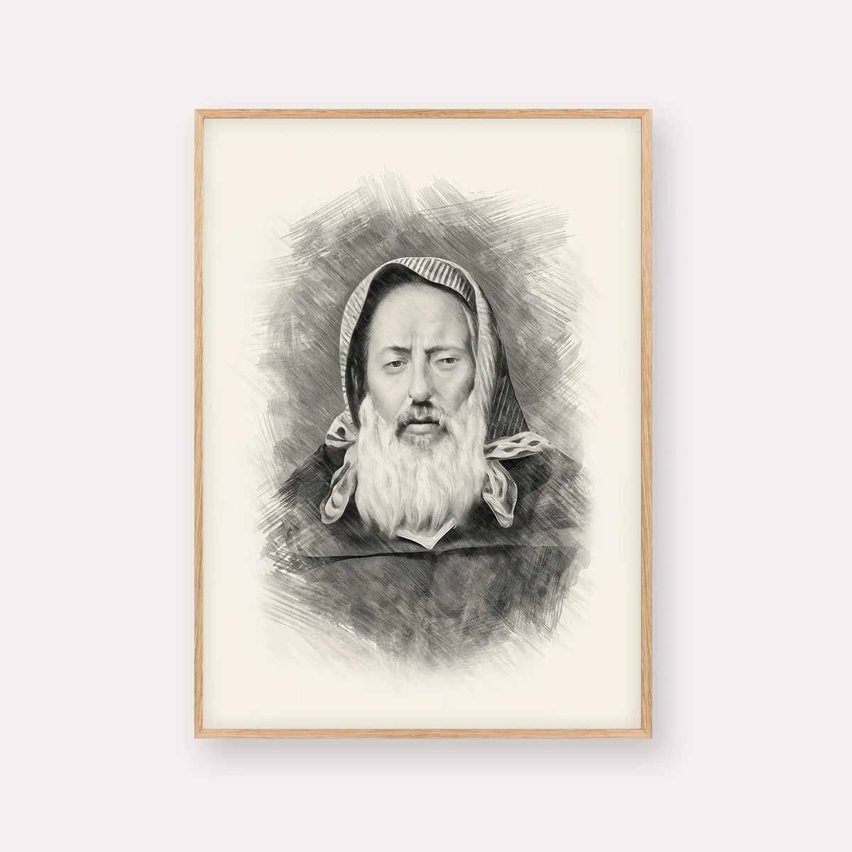 Rabbi Chaim Pinto – Black & White – Wood Frame Vertical | Jewish Wall Art, Gedolim Pictures
