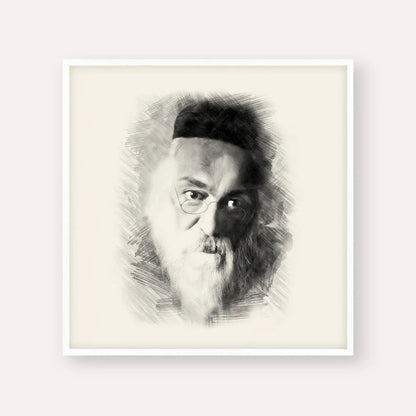 Rabbi Chaim Soloveitchik of Brisk – Black & White – White Frame Square | Jewish Wall Art, Gedolim Pictures
