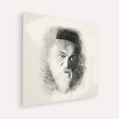 Rabbi Chaim Soloveitchik of Brisk – Black & White – Acrylic Glass Square | Jewish Wall Art, Gedolim Pictures