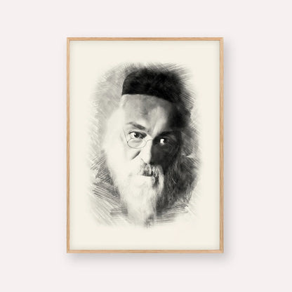 Rabbi Chaim Soloveitchik of Brisk – Black & White – Wood Frame Vertical | Jewish Wall Art, Gedolim Pictures