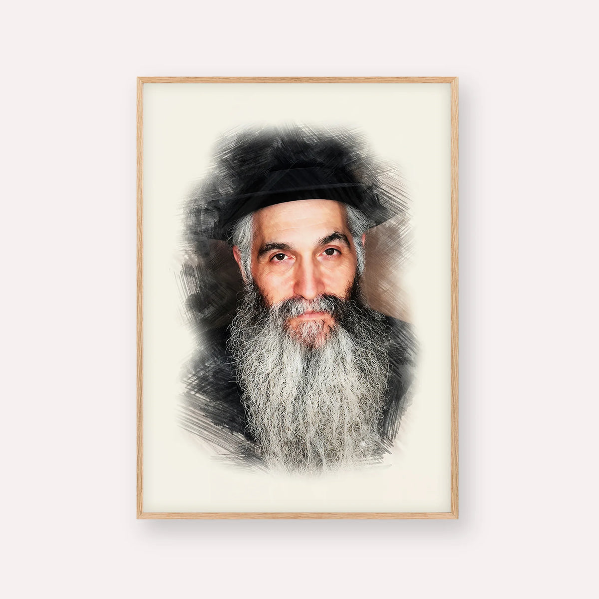 Rabbi David Abuchatzeira – Wood Frame Vertical | Jewish Wall Art, Gedolim Pictures