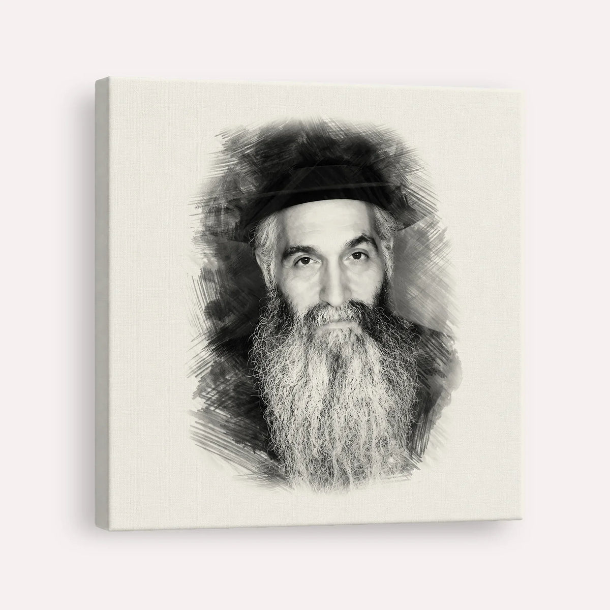 Rabbi David Abuchatzeira – Black & White – Canvas Square | Jewish Wall Art, Gedolim Pictures