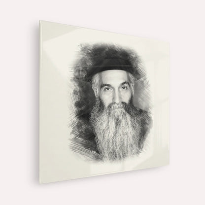 Rabbi David Abuchatzeira – Black & White – Acrylic Glass Square | Jewish Wall Art, Gedolim Pictures
