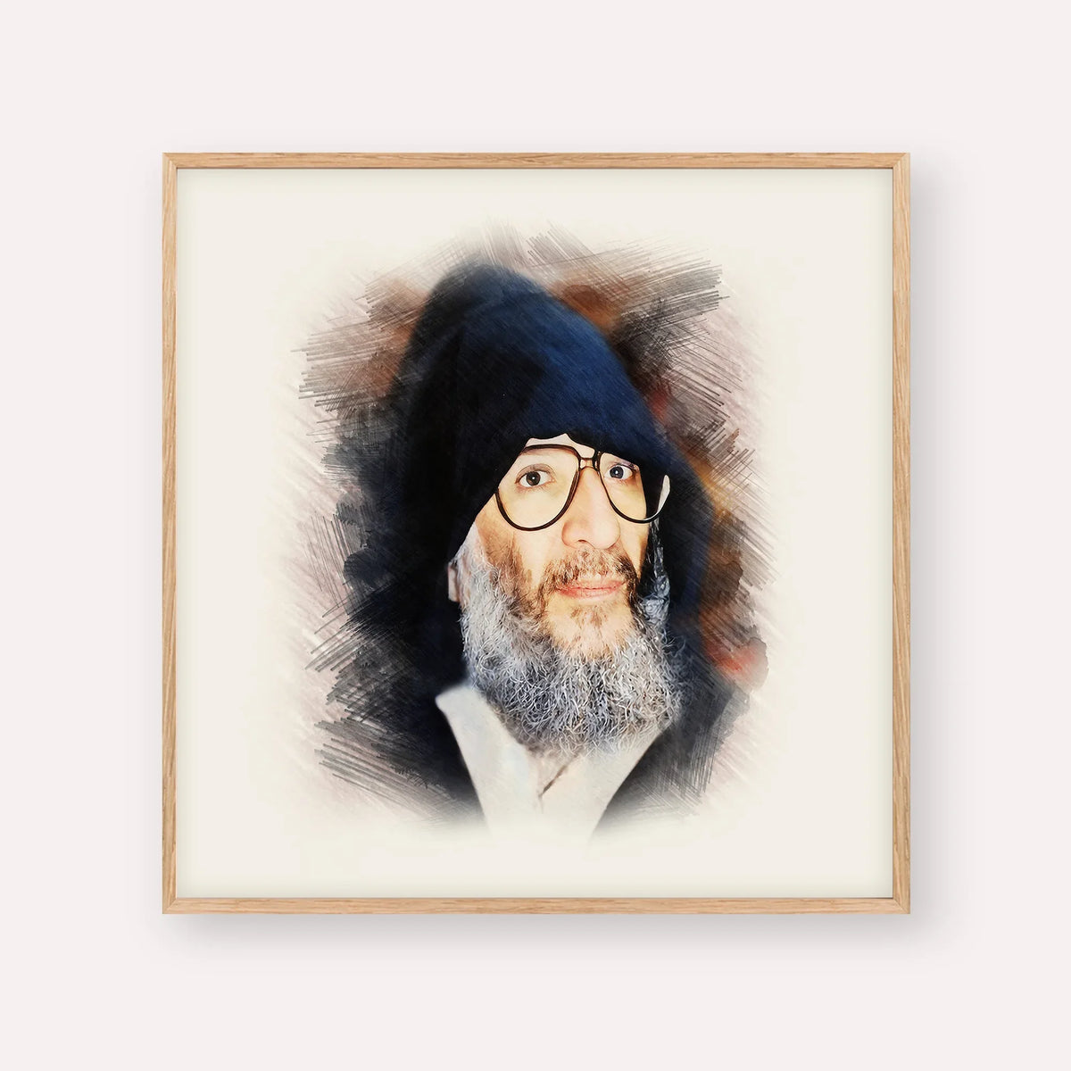 Rabbi Elazar Abuhatzeira (Baba Elazar) – Wood Frame Square | Jewish Wall Art, Gedolim Pictures