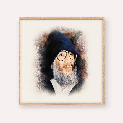 Rabbi Elazar Abuhatzeira (Baba Elazar) – Wood Frame Square | Jewish Wall Art, Gedolim Pictures