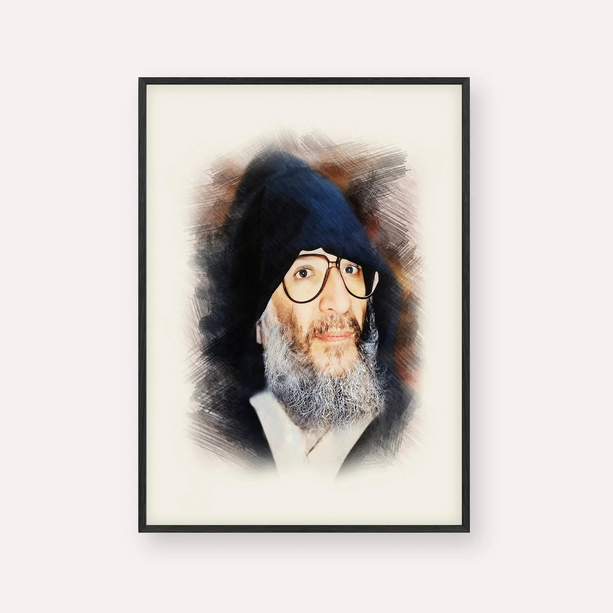 Rabbi Elazar Abuhatzeira (Baba Elazar) – Black Frame Vertical | Jewish Wall Art, Gedolim Pictures