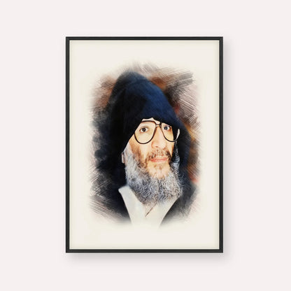 Rabbi Elazar Abuhatzeira (Baba Elazar) – Black Frame Vertical | Jewish Wall Art, Gedolim Pictures