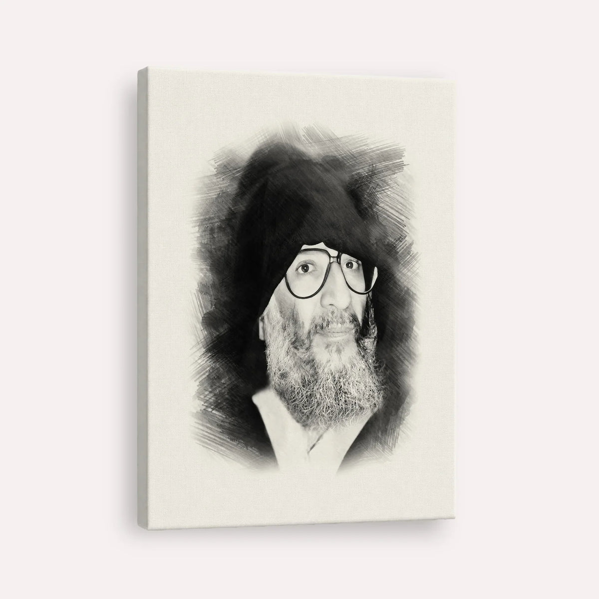 Rabbi Elazar Abuhatzeira (Baba Elazar) – Black & White – Canvas Vertical | Jewish Wall Art, Gedolim Pictures