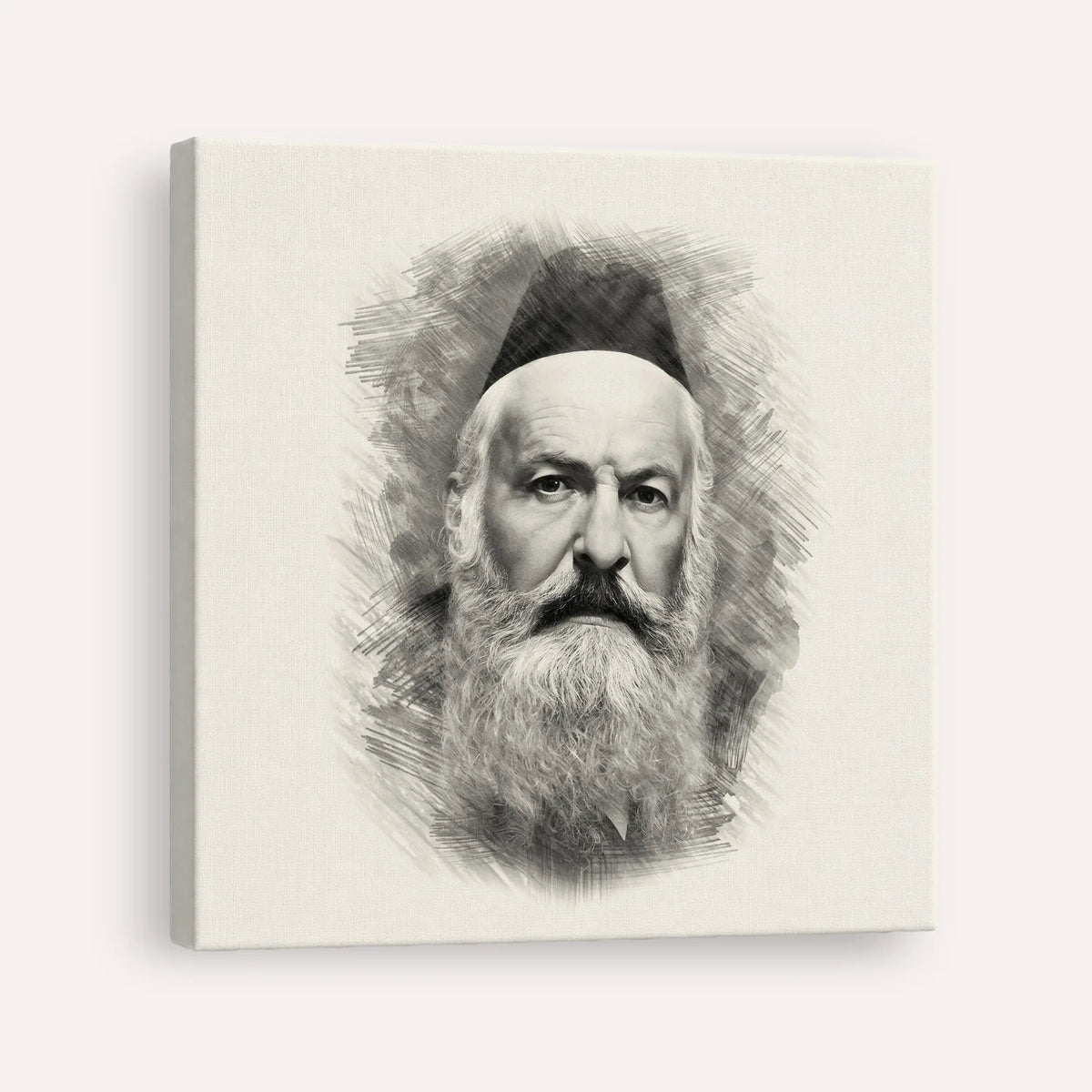 Rabbi Elchonon Wasserman – Black & White – Canvas Square | Jewish Wall Art, Gedolim Pictures