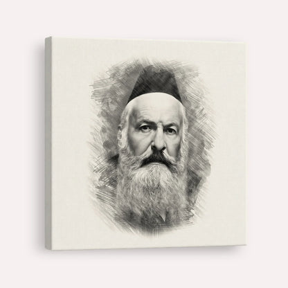 Rabbi Elchonon Wasserman – Black & White – Canvas Square | Jewish Wall Art, Gedolim Pictures