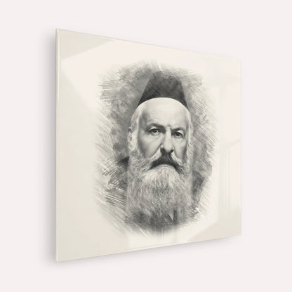 Rabbi Elchonon Wasserman – Black & White – Acrylic Glass Square | Jewish Wall Art, Gedolim Pictures