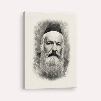 Rabbi Elchonon Wasserman – Black & White – Canvas Vertical | Jewish Wall Art, Gedolim Pictures