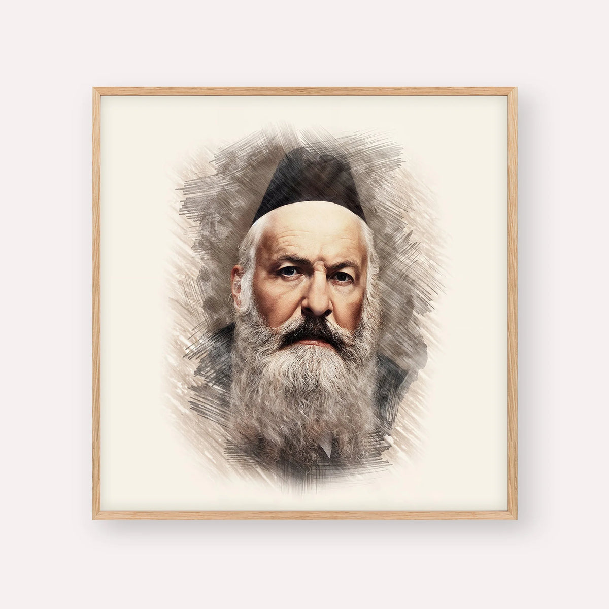 Rabbi Elchonon Wasserman – Wood Frame Square | Jewish Wall Art, Gedolim Pictures