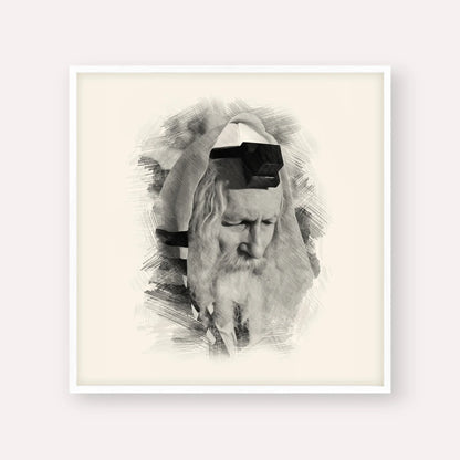 Rabbi Eliezer Berland – Black & White – White Frame Square | Jewish Wall Art, Gedolim Pictures