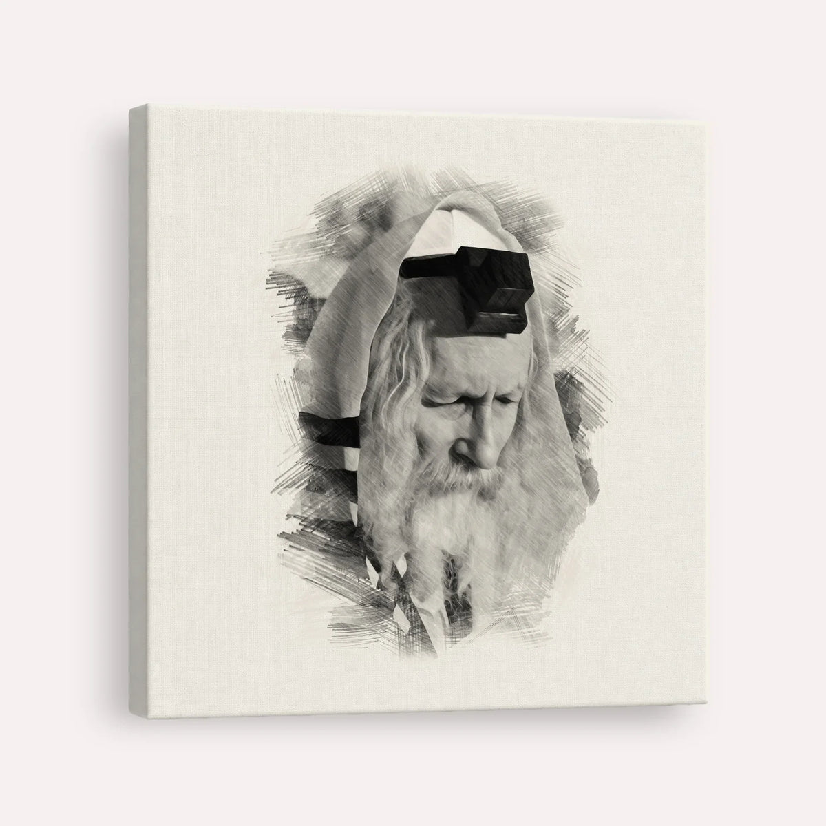 Rabbi Eliezer Berland – Black & White – Canvas Square | Jewish Wall Art, Gedolim Pictures