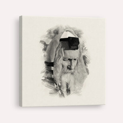 Rabbi Eliezer Berland – Black & White – Canvas Square | Jewish Wall Art, Gedolim Pictures