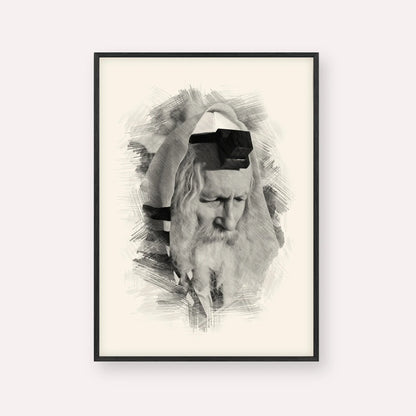Rabbi Eliezer Berland – Black & White – Black Frame Vertical | Jewish Wall Art, Gedolim Pictures
