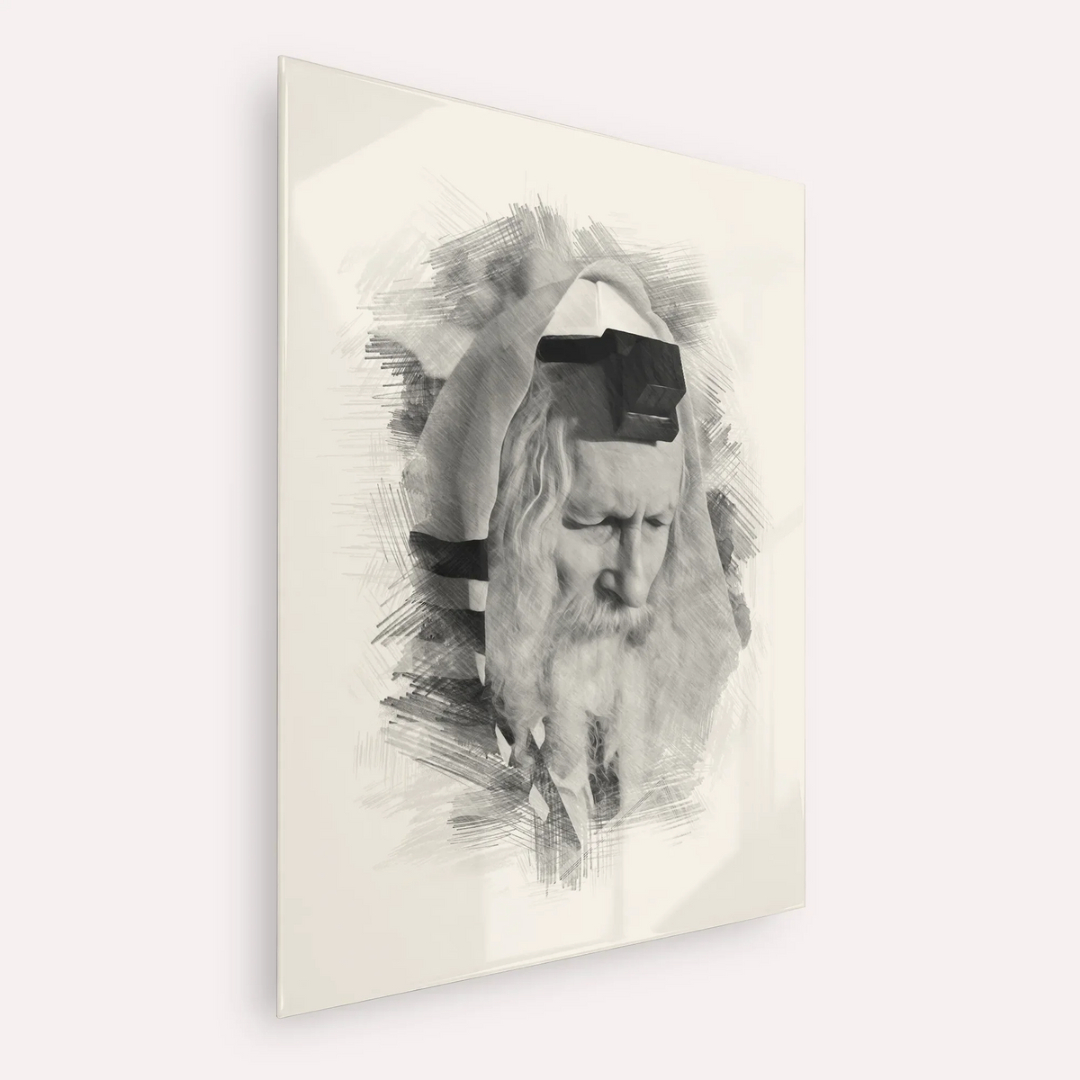 Rabbi Eliezer Berland – Black & White – Acrylic Glass Vertical | Jewish Wall Art, Gedolim Pictures