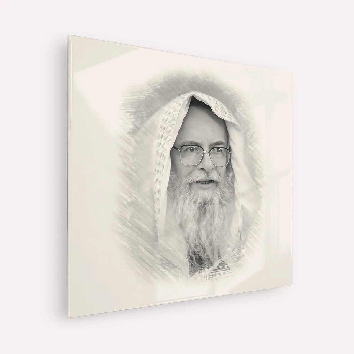 Rabbi Eliezer Shlomo Schick (Mohorosh) – Black & White – Acrylic Glass Square | Jewish Wall Art, Gedolim Pictures