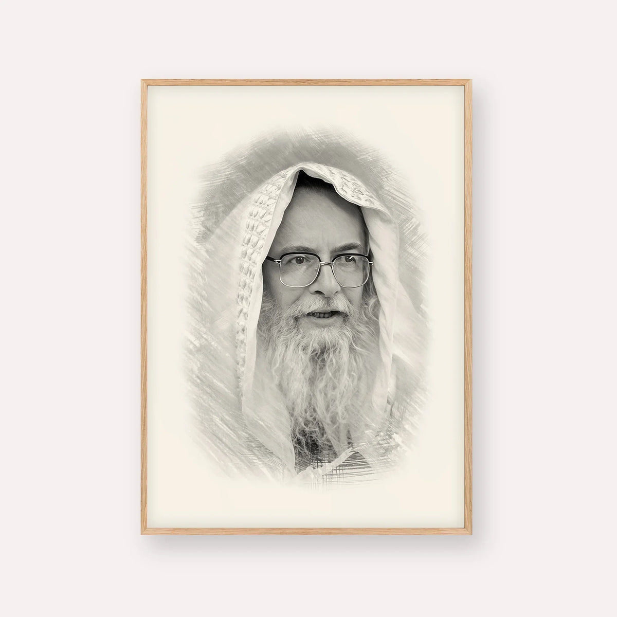 Rabbi Eliezer Shlomo Schick (Mohorosh) – Black & White – Wood Frame Vertical | Jewish Wall Art, Gedolim Pictures