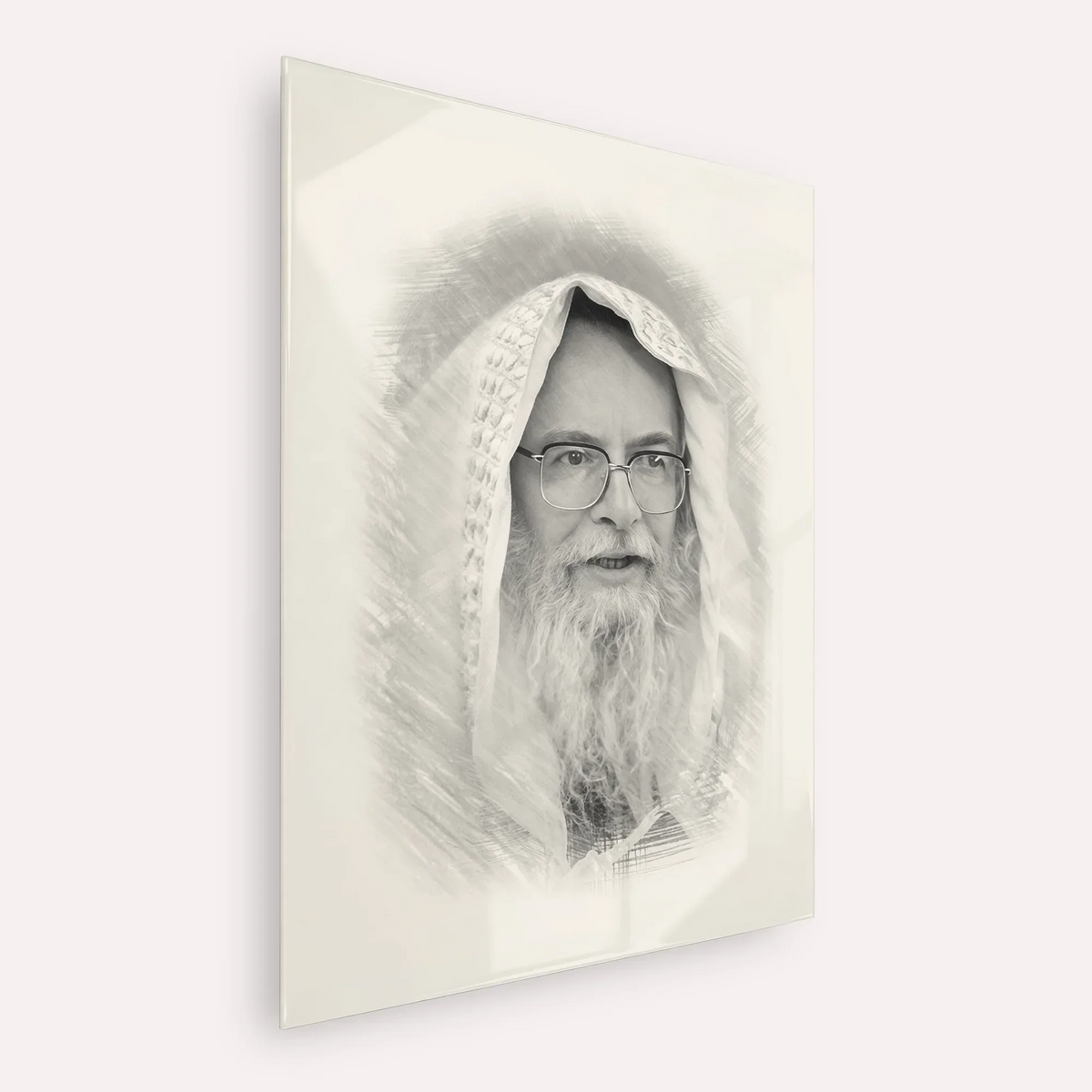 Rabbi Eliezer Shlomo Schick (Mohorosh) – Black & White – Acrylic Glass Vertical | Jewish Wall Art, Gedolim Pictures